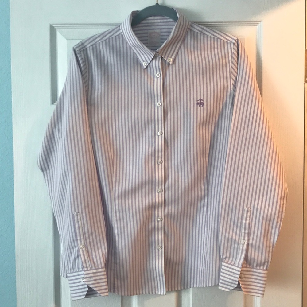 Brooks Brothers White & Lavender Shirt 14